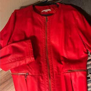 New York & Company Bold Red Leather Jacket